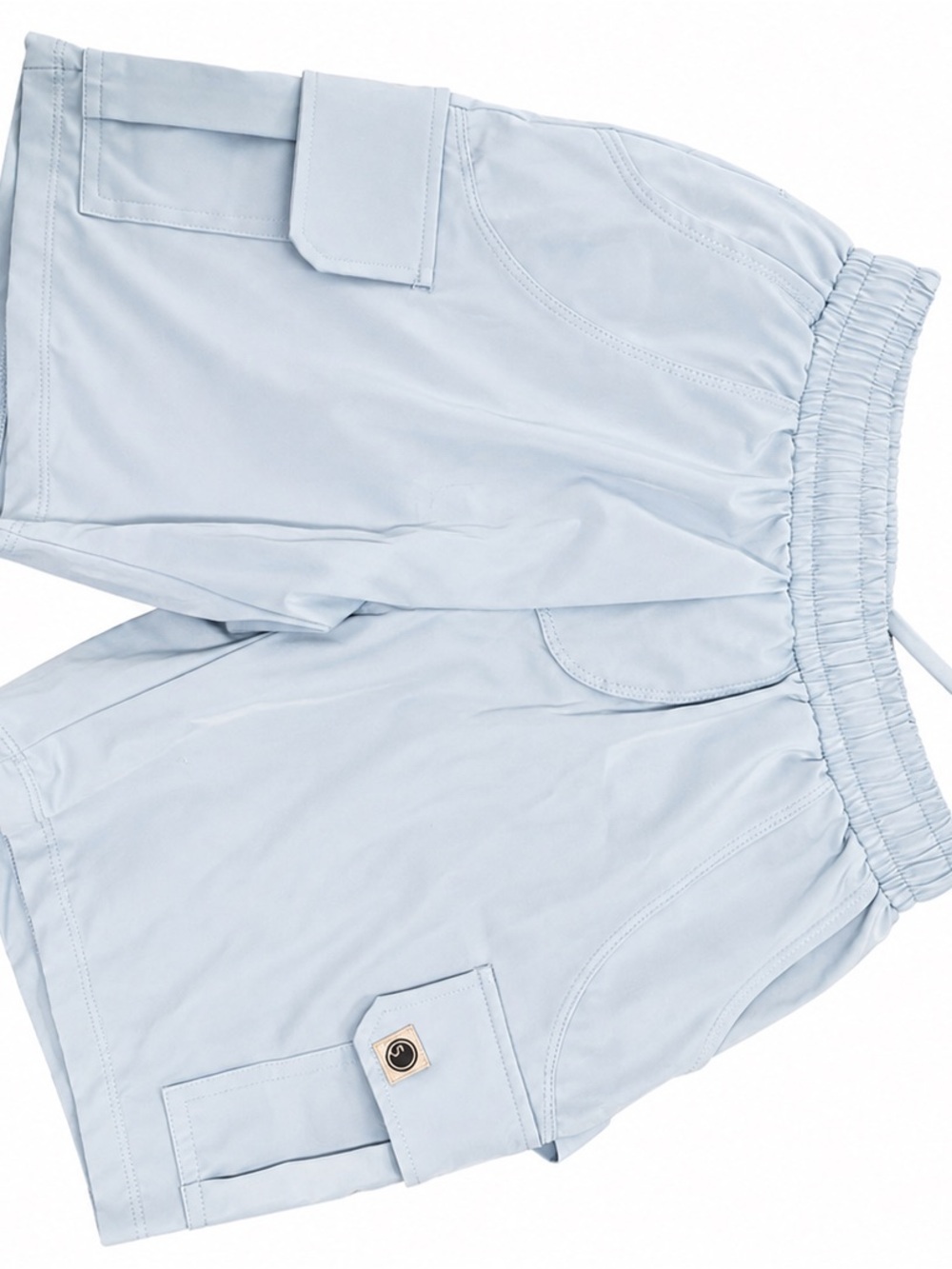 Kids Light Blue Elastic-Waist Skort with Cargo Pockets